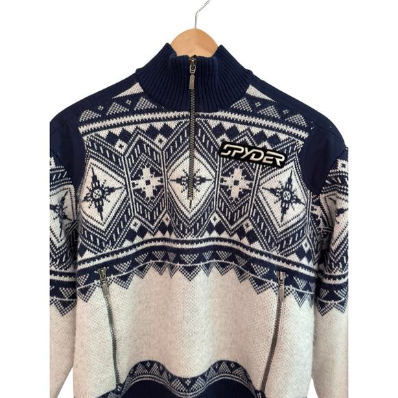Spyder VTG Ski Sweater Pullover 1/4 Zip Insulated Fair Isle Ladies S Nordic - Picture 3 of 10